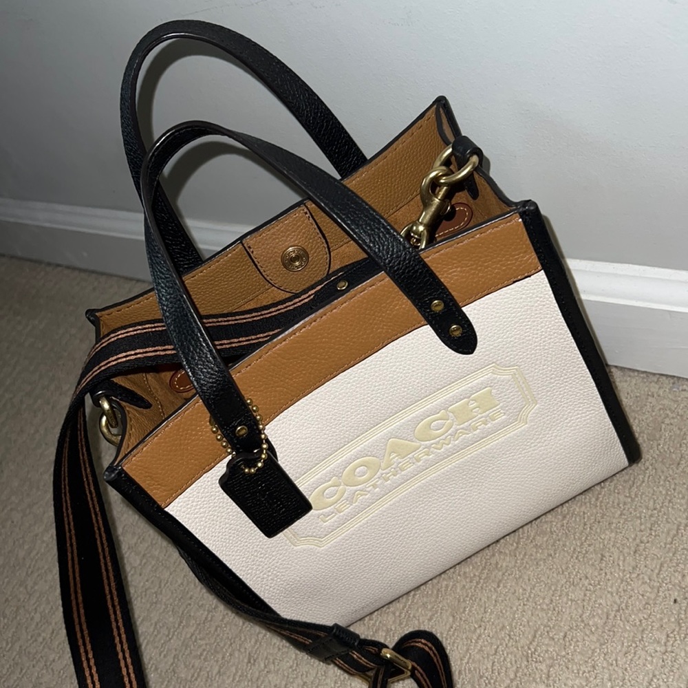 Colorblock Coach Badge Leather Tote